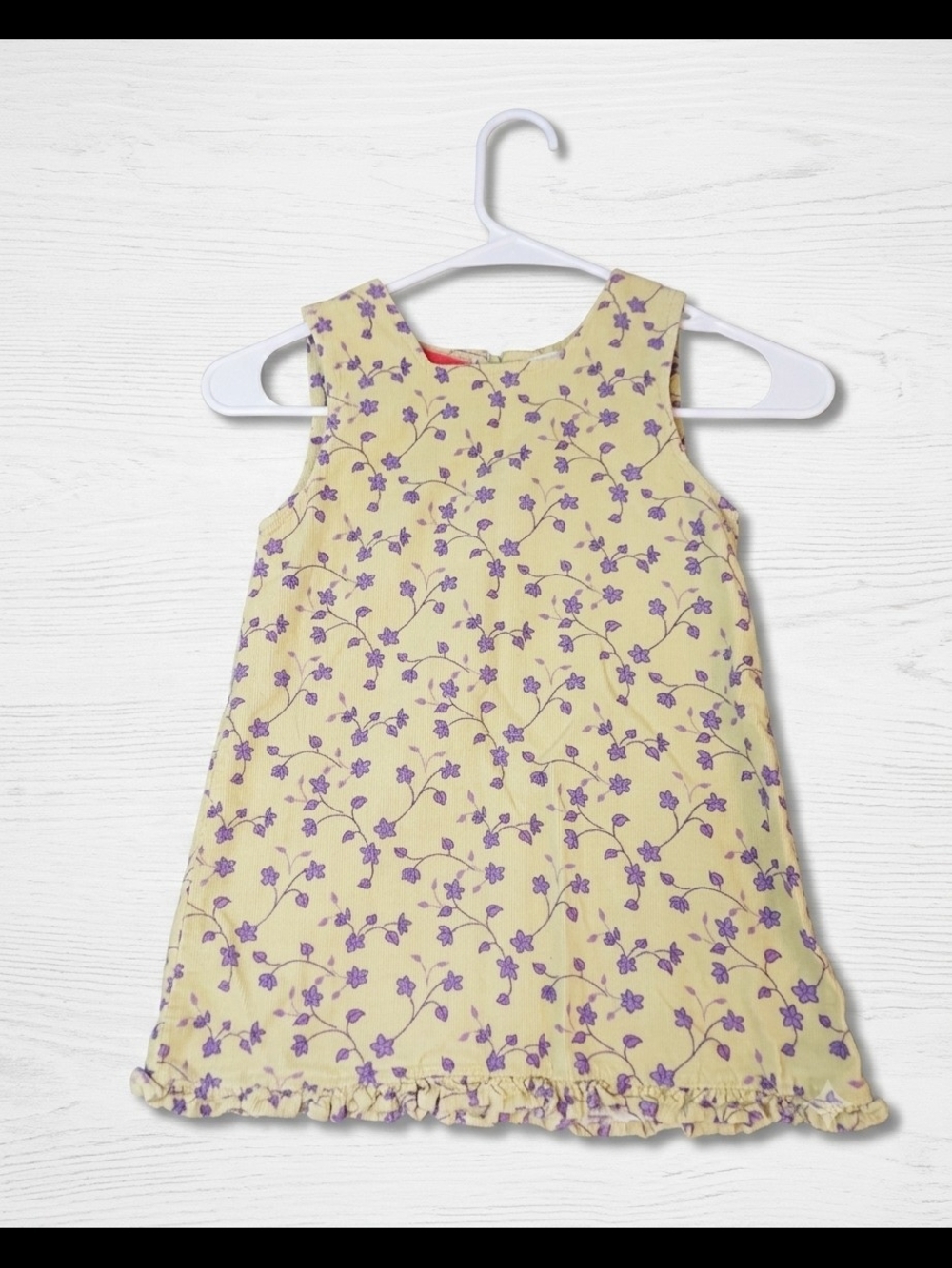 Vintage Ragscals Toddler Girls Yellow Corduroy Floral Jumper Dress Size 3T (3X)